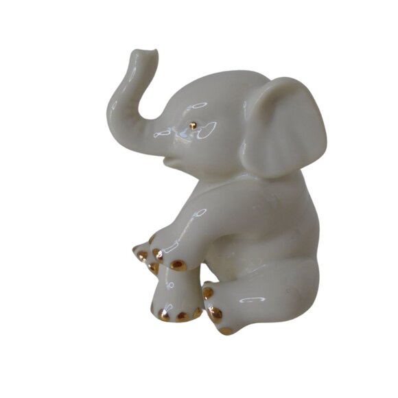 Lenox Small Baby Elephant Porcelain Figurine 24kt Gold Trimmed 2.75 Inches Tall - Picture 3 of 9
